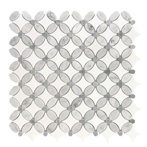 White Gray Marble Flower Mosaic Tile White Mosaic