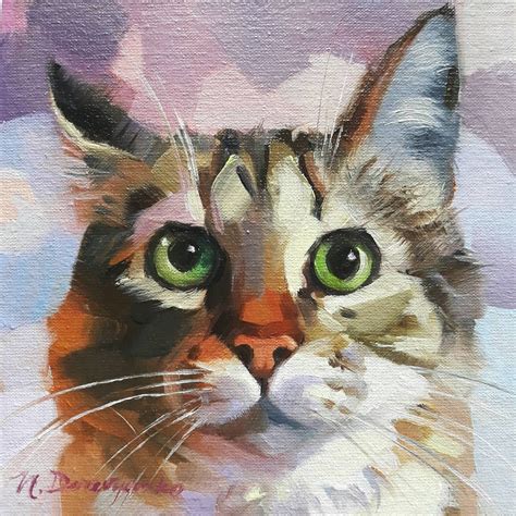 Cute Cat Painting Portrait Original On Canvas Oil Custom Pet Etsy