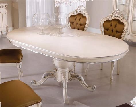 Casa Padrino Luxury Baroque Dining Table Cream Silver Oval Solid
