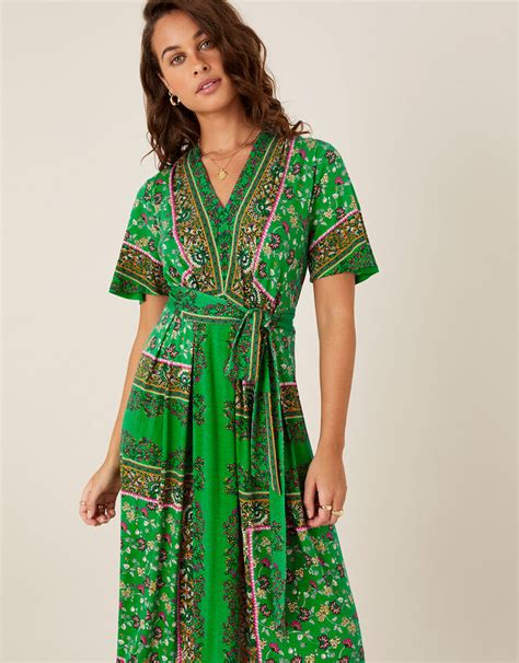 Raegan Heritage Print Midi Dress Green Work Dresses Monsoon Uk