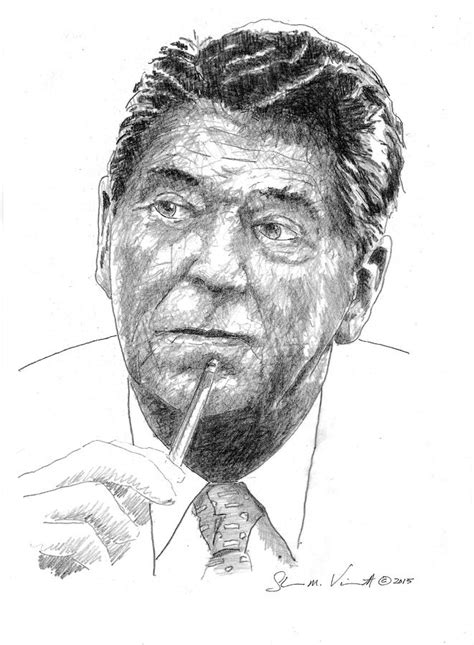 40th President Of The United States Of America Ronald Reagan Drawing