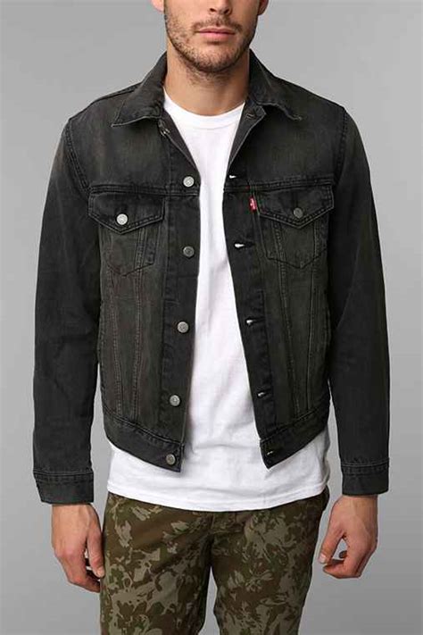 Levis Washed Black Denim Trucker Jacket Urban Outfitters