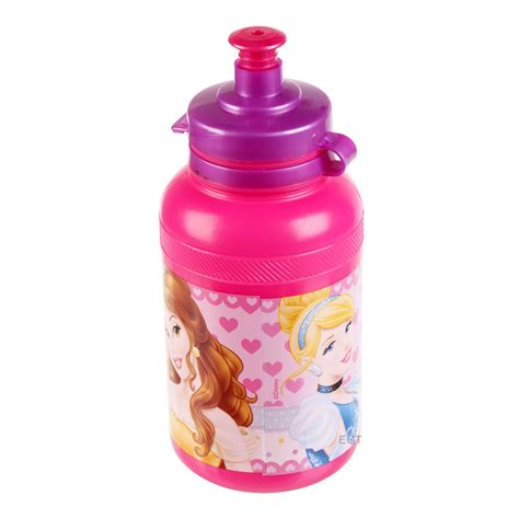 Kids 400ml Disney Non Drip Spill Sports Pull Top Lid Bottle Drinks