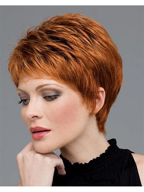 Human Hair Wigs With Capless Wavy Style Auburn Color