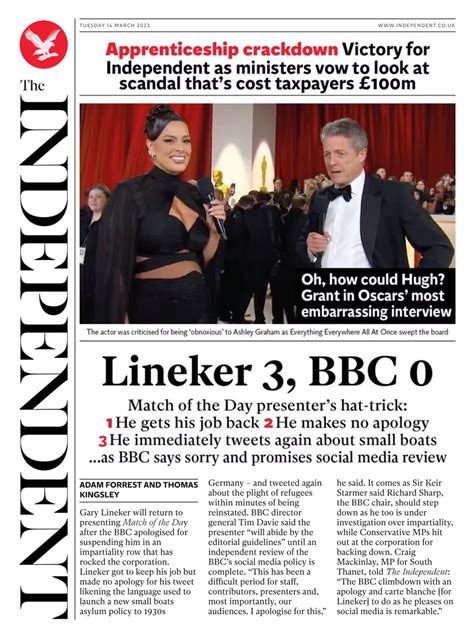 Independent Front Page 14th Of March 2023 Tomorrow S Papers Today