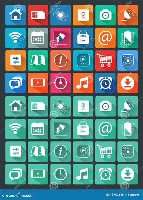 Flat Icons For Web And Mobile Applications Stock Vector Illustration