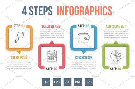 Four Steps Infographics ~ Graphics ~ Creative Market