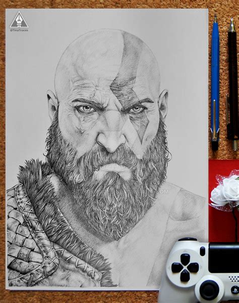 Kratos From God Of War Pencil Drawing By Tinatraces On Deviantart