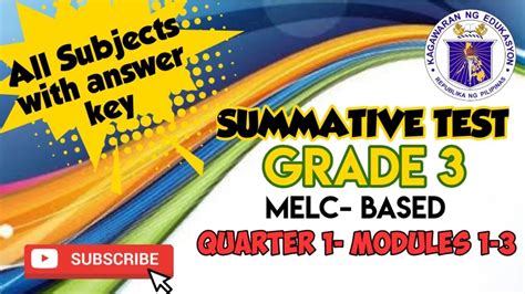 Grade 3 Summative Test Quarter 1 For Modules 1 3 All Subjects Youtube