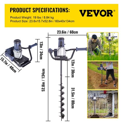 Vevor Electric Post Hole Digger Power Post Hole Auger With 4′ Digging