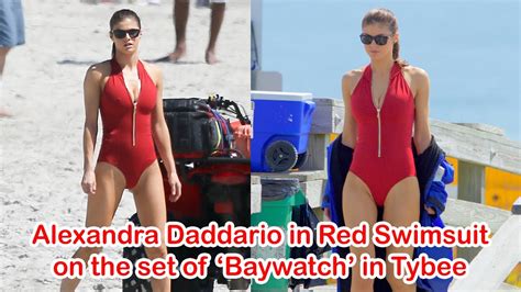 Alexandra Daddario In Swimsuit On The Baywatch Set In Tybee Hot Sex Picture