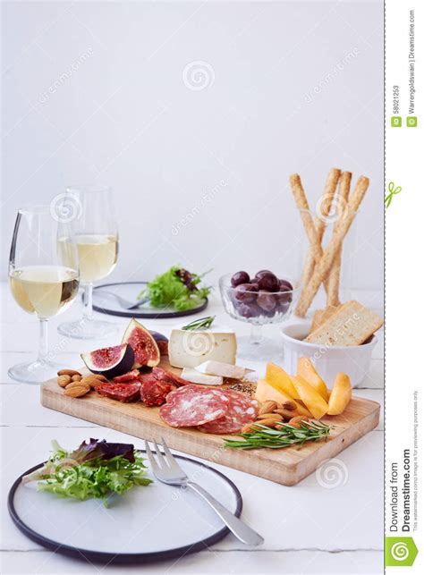 Cheese And Cured Meat Board Stock Image Image Of Rockmelon Olives