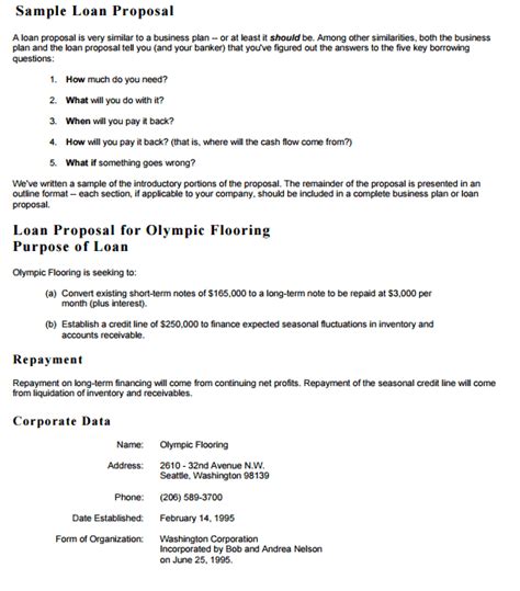 loan proposal templates proposal template