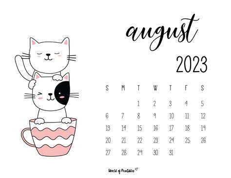 108 Best August 2023 Calendars World Of Printables