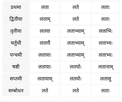 Shabd Roop Of Latavibhaktisaptmi Sanskrit शब्द विचार 589399