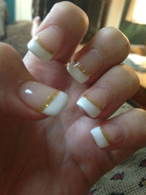 French tip with gold line | Nails, Hair and nails, Nail art