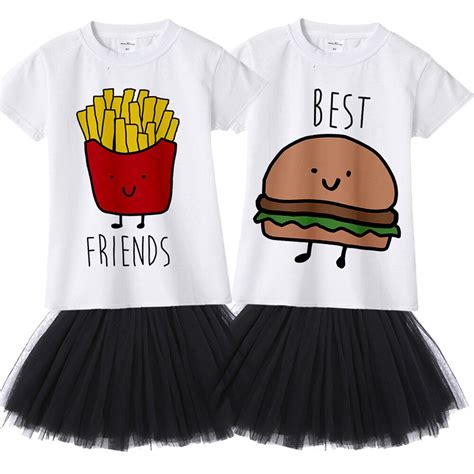 Hamburg Chips Sisters Best Friends Kids Girl Clothing Set Funny Fast