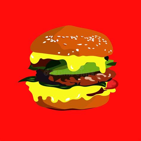 Tasty Cheeseburger Vector Food Illustration Stock Vector