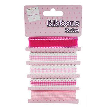 Pink Ribbons Card Making Craft Embellishments At The Works Pink