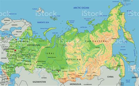 Physical Map Of Russia And Europe