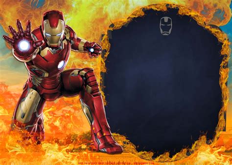 Free Printable Iron Man In Flames Birthday Invitation Templates
