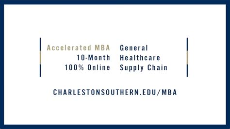 Charleston Southern University New 10 Month Online Accelerated Mba