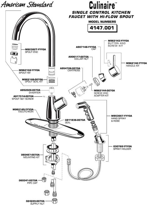 Culinaire Single Control Kitchen Faucet Parts Diagram Model Faucets