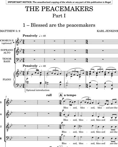 The Peacemakers Sheet Music By Karl Jenkins Nkoda Free 7 Days Trial