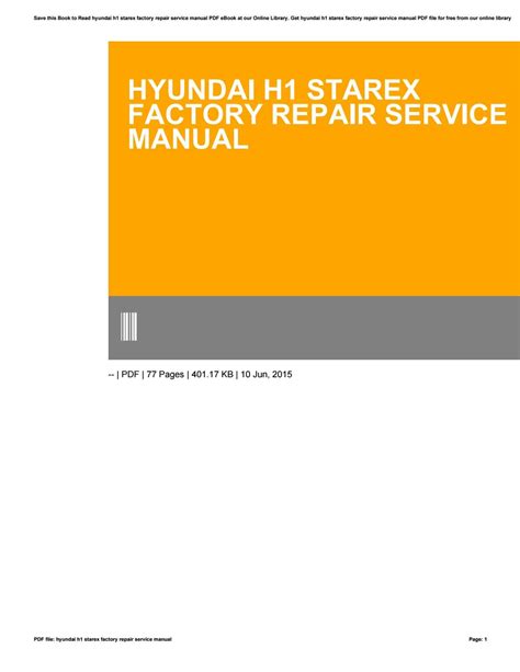 Hyundai H1 Starex Factory Repair Service Manual By Gotimes043 Issuu