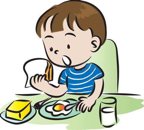 Boy Having Breakfast Stock Illustration Image Of Bread