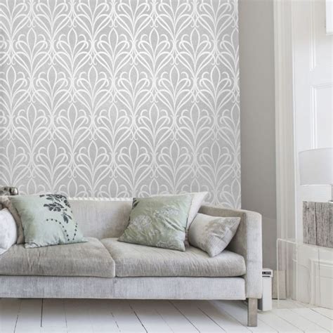 Camden Damask Textured Glitter Wallpaper Soft Grey