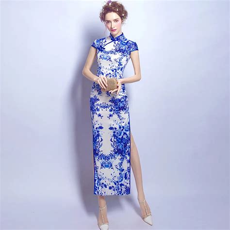blue and white porcelain modern qipao long wedding chinese antiques for sale traditional