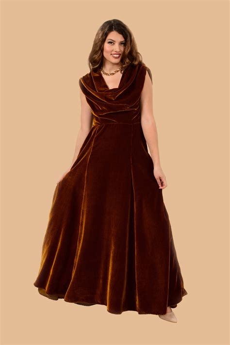 Carole Silk Velvet Cowl Neck Dress Order An Elegant Vintage Dress Made From Silk Velvet