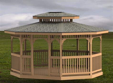 Oval Garden Gazebo Building Plans Double Hip Roof 14 X 16 Etsy