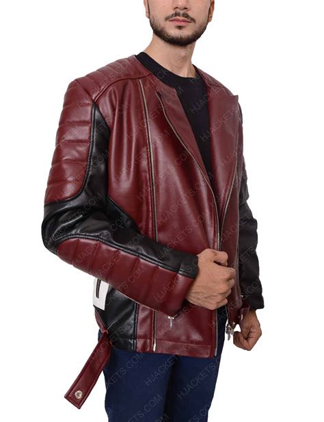 Mens Padded Shoulder Red Biker Leather Jacket for Sale