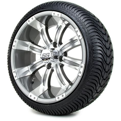 14 Gunmetal Tempest Golf Cart Wheels And Tires Combo With Low Profile