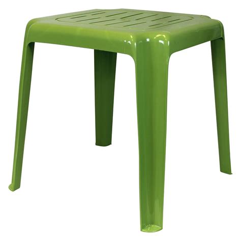 Emsco 17 In Sage Green Stackable Slotted Plastic Outdoor Side Table