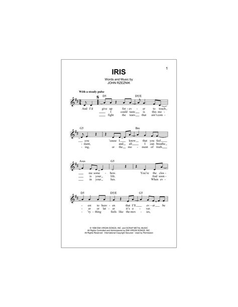 They are most famous for the hit iris, featured on the soundtrack to the 1998 film city of angels. Goo Goo Dolls - Iris sheet music
