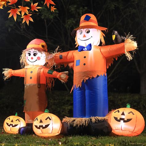 Domkom 6ft Thanksgiving Harvest Inflatable Scarecrows With Pumpkin