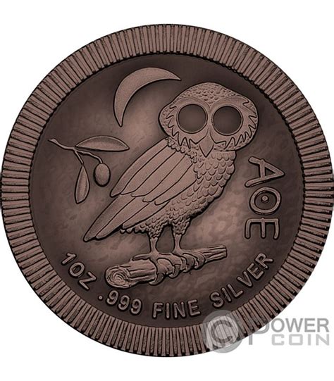 Athenian Owl Antique Copper 1 Oz Silver Coin 2 Niue 2022