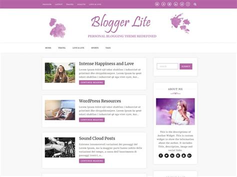 Blogger Lite Free Wordpress Theme For Your Personal Blog
