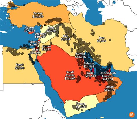 Oil Deposits And GDP Per Capita In The Middle East Vivid Maps