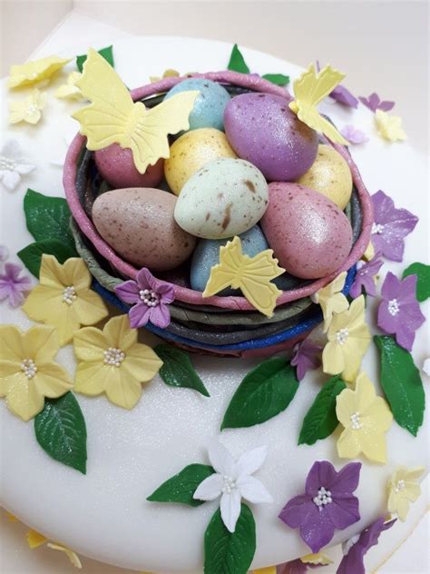 Close Up Easter 2018 Eggs Are Fondant Flowers Are Sugarpaste