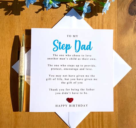 Step Dad Card Sentimental Card For Step Dad Poem Card For Etsy Canada