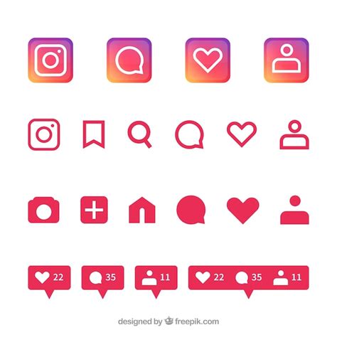Conjunto De ícones E Notificações Do Instagram Plana Vetor Grátis