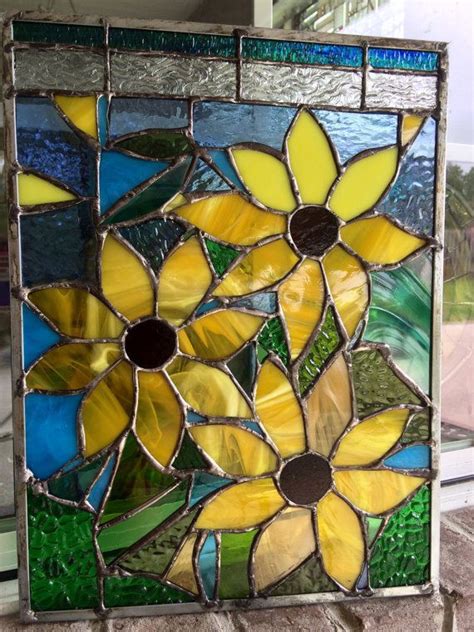 Stained Glass Sunflower Window Transom Panel By Helioglass Stained Glass Paint Stained Glass