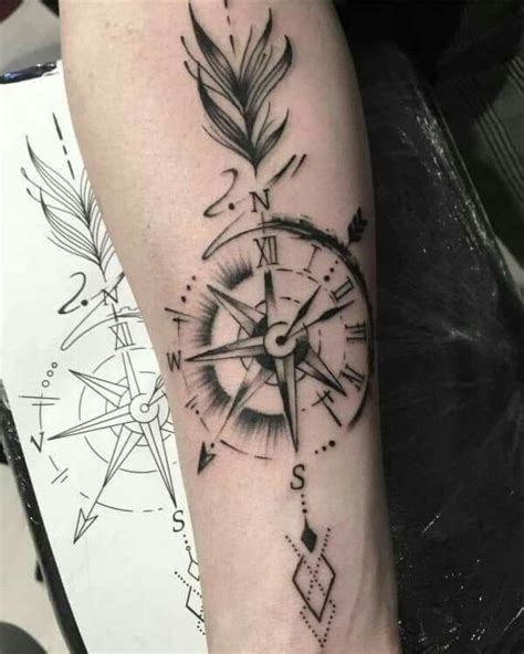 Pin By Irkkha Irkkha On Bunga Compass Tattoo Tattoos Arrow Compass