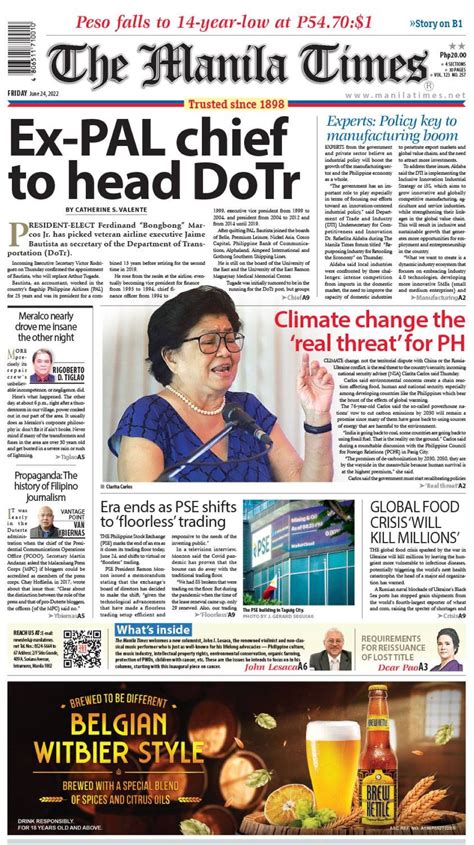 The Manila Times Frontpage June 24 2022