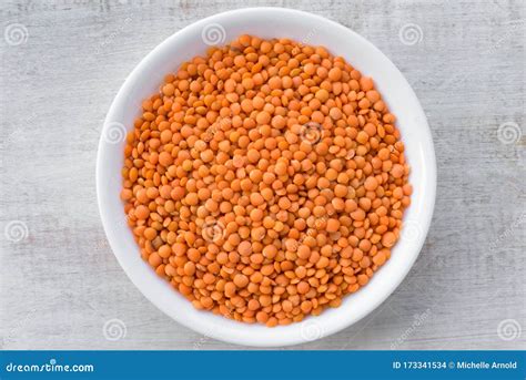 Uncooked Red Lentils In A Bowl Stock Photo Image Of View Isolated