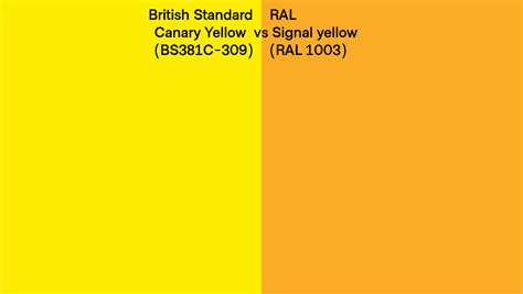 British Standard Canary Yellow Bs381c 309 Vs Ral Signal Yellow Ral